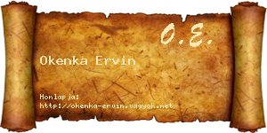 Okenka Ervin névjegykártya